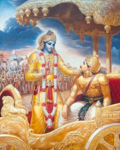 Кришна убеждает Арджуну принять участие в битве