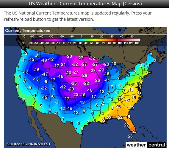 Какая температура в северной америке. Карта средней температуры США. Карта температур США. Карта температур Штатов США. Погодная карта США.