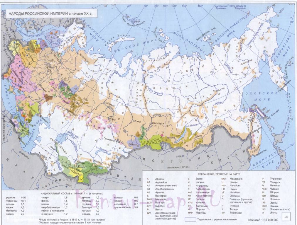 Карта россии 20 в