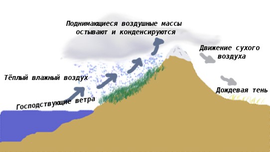 Рис. 2. Образование дождевой тени