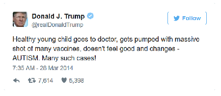 Трамп о прививках и аутизме