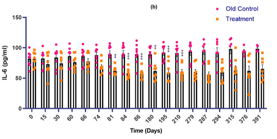 Снижение интерлейкина-6 у пролеченных крыс