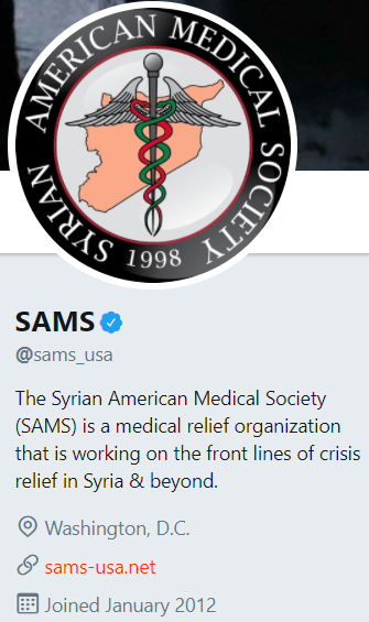 Твиттер "Сирийско-американского медицинского общества" (SAMS)