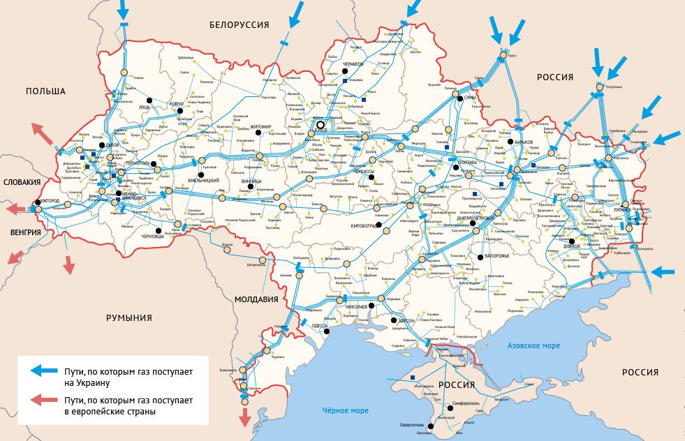 Карта газопроводов на украине