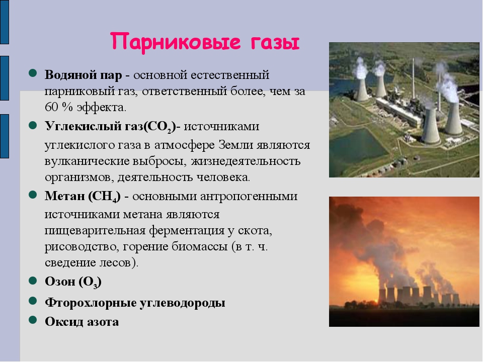 Назовите главные парниковые газы