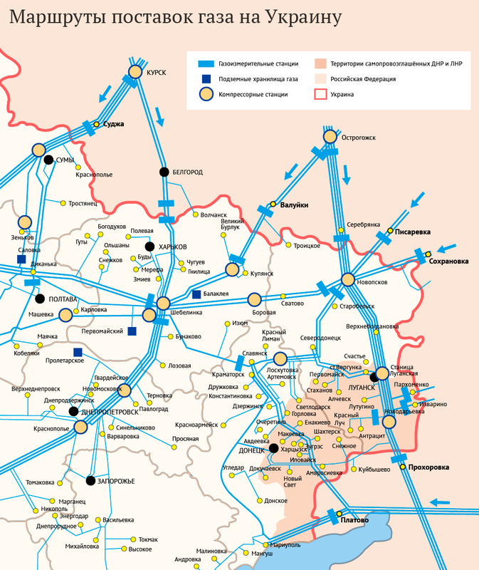 Карта трубопровода через украину