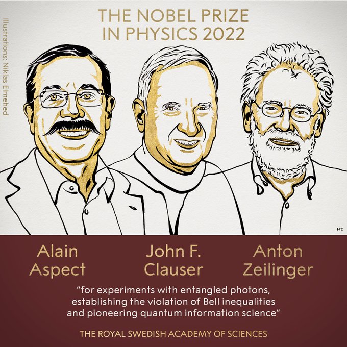 Нобелевскую премию по физике присудили трем ученым за исследования в области квантовой механики (Отсюда)