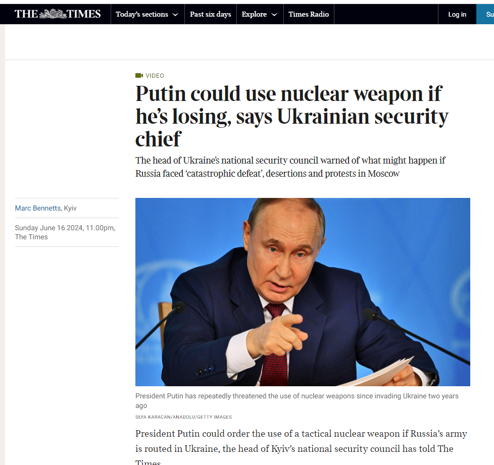 Serg_2022 • Кучно пошло: The Times: Путин может применить ядерное оружие