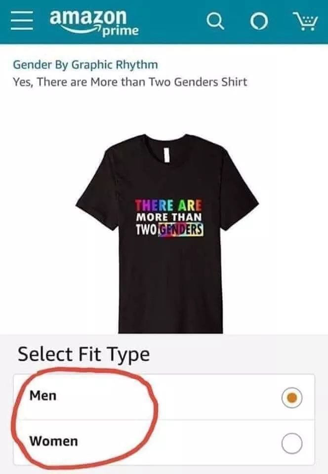 There are more than 2 genders Tshirt (man/woman)