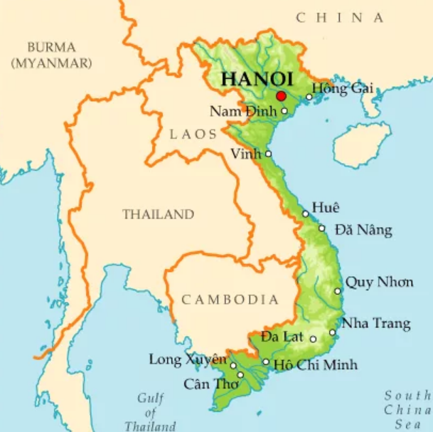 Где китай где вьетнам. Вьетнам Лаос Камбоджа на карте. Вьетнам на карте. Курорты Вьетнама на карте. Карта Лаоса и Вьетнама.